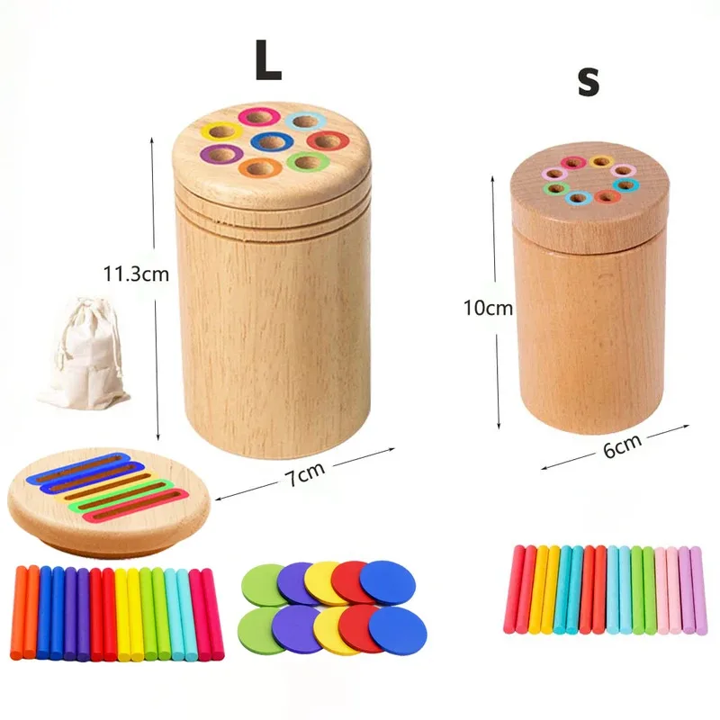 Giocattolo di smistamento in legno Montessori - Gioco di bastoncini di equilibrio con abbinamento dei colori per bambini Abilità motorie fini e apprendimento della matematica