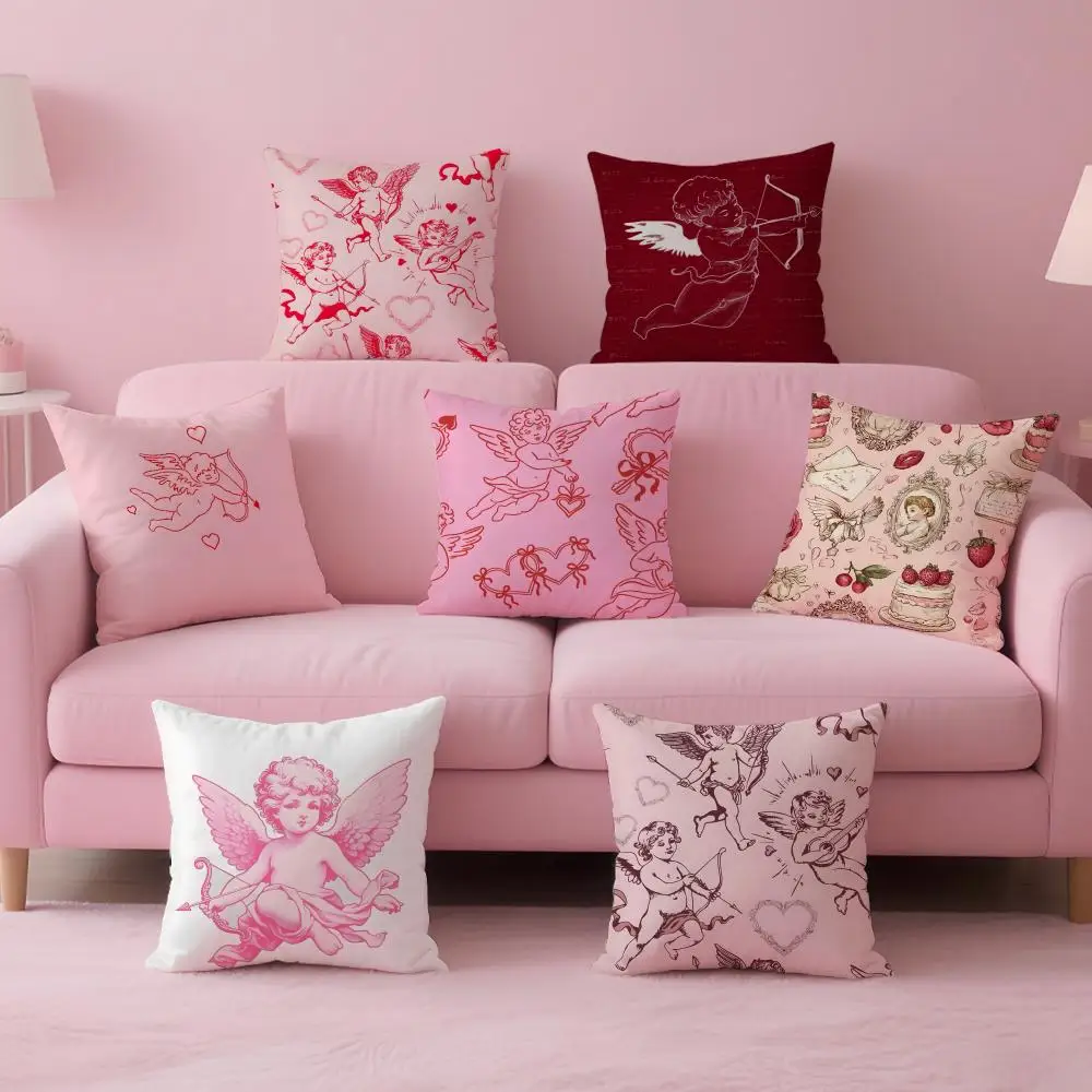 Retro Fashion romantic Cupid Love Cushion Cover Pillow Case Soft Skin Friendly Fabric & Concealed Zipper