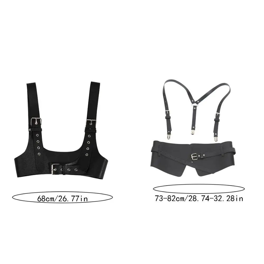 Cintura a corsetto Imbracatura in pelle a U Top Street Style Cintura larga Cintura punk Corsetto sul petto Reggicalze gotico regolabile in pelle Donna