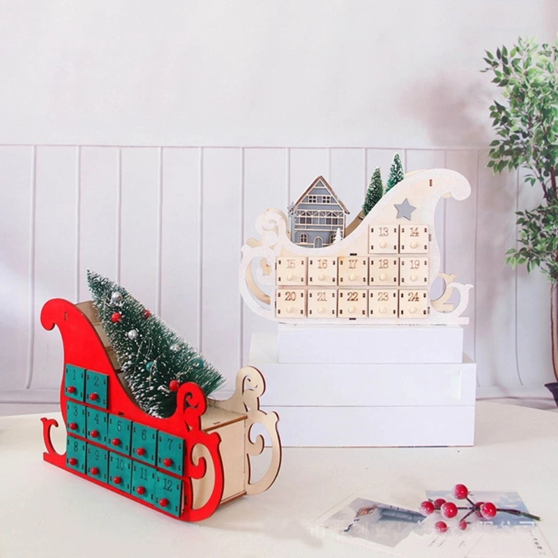 

H7EA 24-Day Countdown to Christmas Calendar Holiday Decoration Wooden Advent Calendar