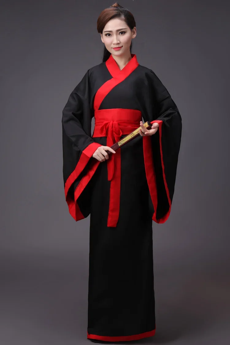 Hanfu Women's National Clothes Ancient Female Hanfu Robe Costume Black Red Lady Chinese Swordsman Stage Performance Dress