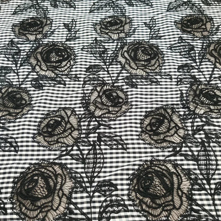 New yarn-dyed laser-cut embroidered rose cotton fabric for clothing, decorative cloth, designer fabric,handmade sewing materials