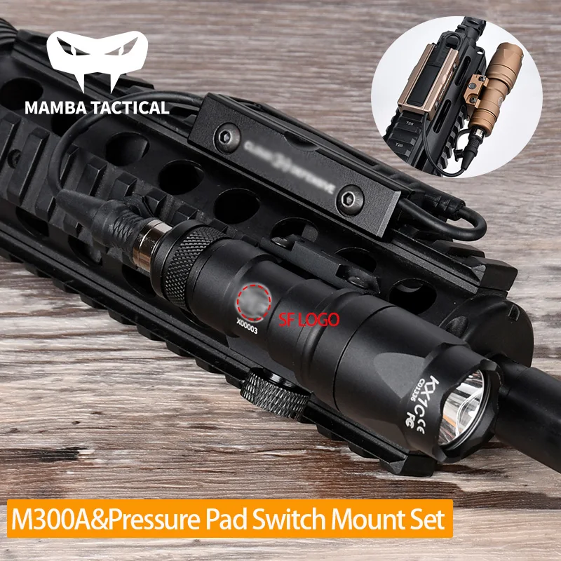 

Airsoft SureFir M300A Tactical Flashlight M600C White LED Weaponlight Pressure Pad Switch Mount Set Outdoor Hunting Adapter
