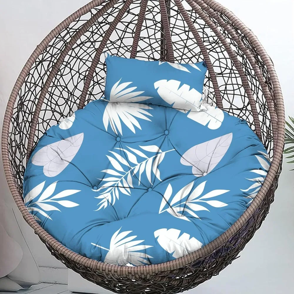 استبدال وسادة كرسي البيض المستديرة في الهواء الطلق، مقاومة للماء 45 بوصة طول × 45 بوصة عرض وسائد كرسي البيض المتأرجحة المعلقة مع مسند الرأس