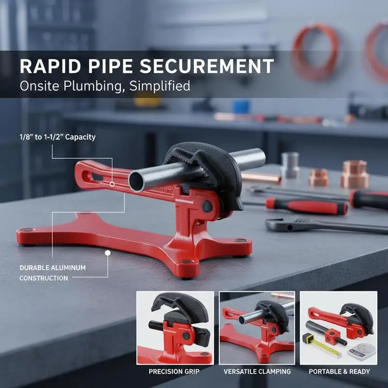 Aluminum Tube Clamp Tool 1/8" to 1-1/2" For Plumbing Installation Repair Maintenance, Onsite Pipe Processing Manual Vise Hand Tool Tightening Grip Capacity view 6