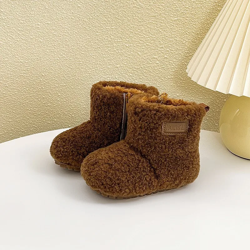 

Пушистые плюшевые ботильоны для девочек, новинка 2025 года, зимние детские зимние ботильоны на мягкой подошве, нескользящие простые детские уличные игровые ботинки, возраст 1–5 лет
