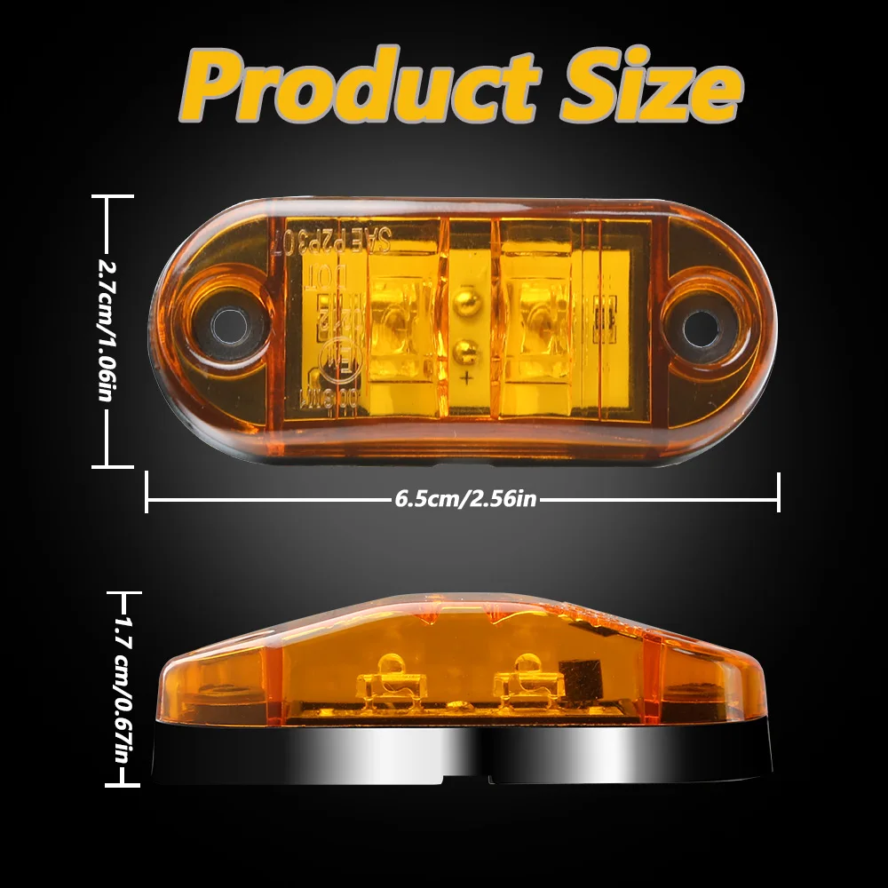 20/10 Stück Economy-Version Ovale LED Universal-Seitenmarkierungsleuchten für Anhänger, LKW, Wohnwagen, Umrissleuchte zur Oberflächenmontage – Detail 6