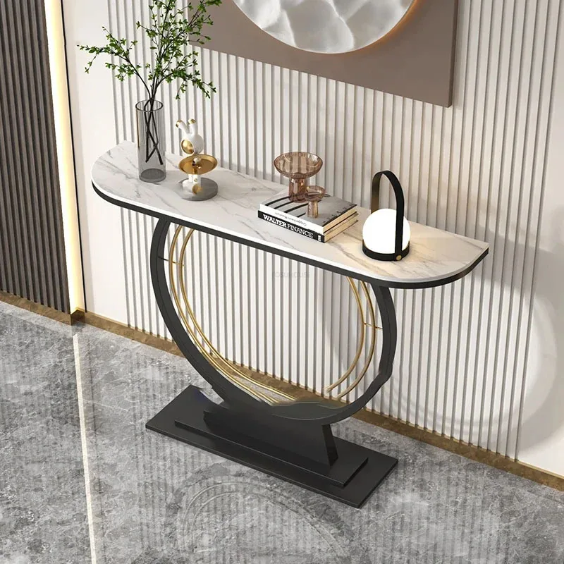 

Modern Console Tables Living Room Furniture Light Luxury Slate Porch Tables Creative Entrance Wall Corridor End Viewing Table