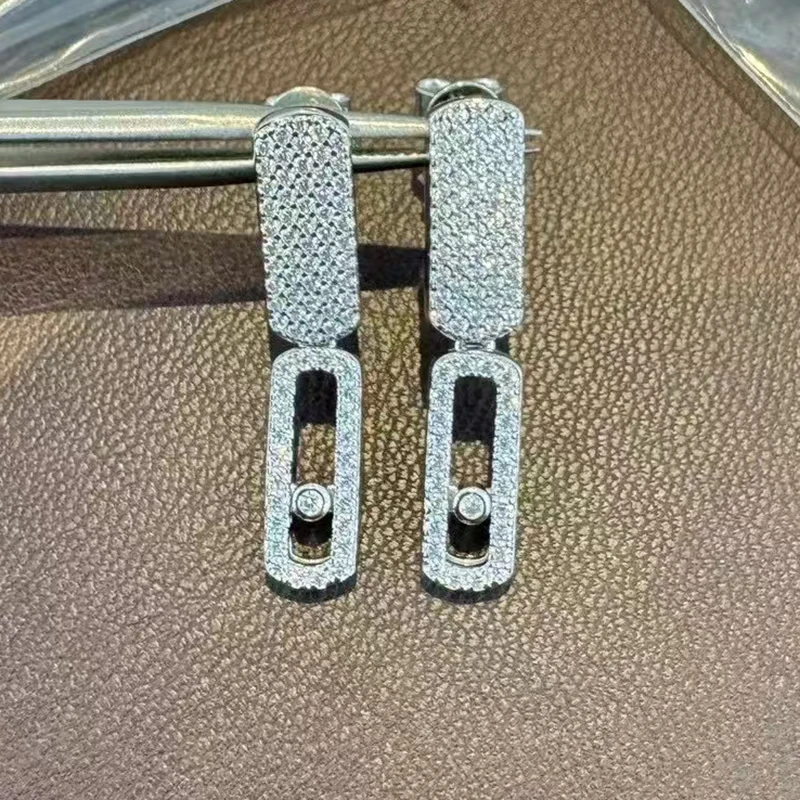 

2025 New S925 Silver Classic MOVE Sliding Earrings Exquisite Women's Fashion Luxury Original Jewelry Party Valentine's Day Gift