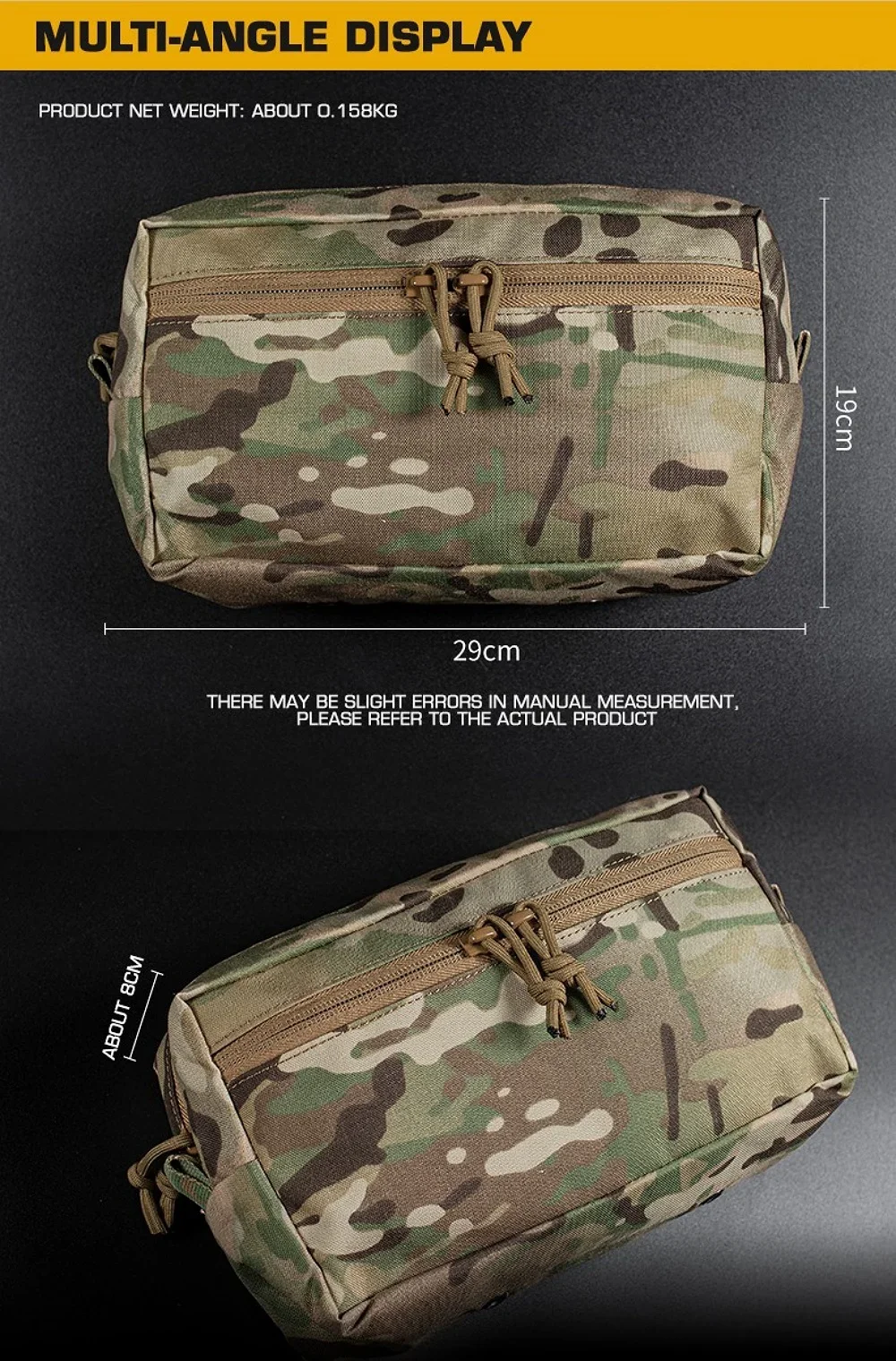 GP Sub Bag (Wide) Outdoor Net Bag Zippered Sundries Bag Magic Suede Molle Mount Adaptive Waistband Tactical Vest Pouch