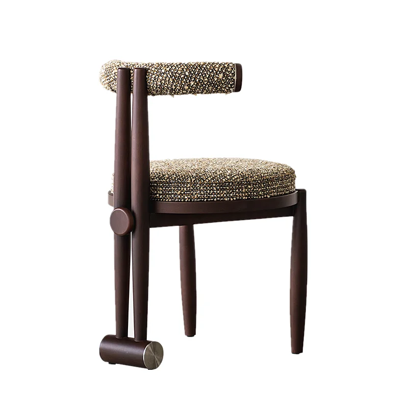 New Chinese-Style Modern Dining Chairs Ergonomic Backrest Minimalist Design Wood Frame Linen Cushions for Hotels Restaurants