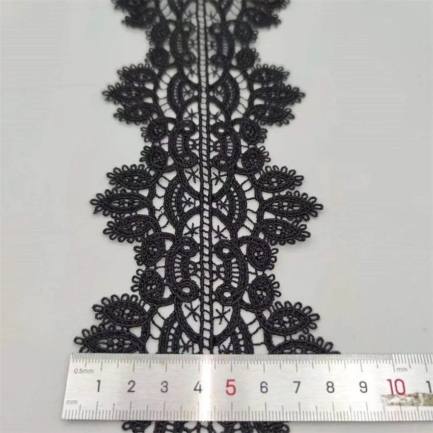 Ruban de garniture en dentelle de tissu creux brodé en polyester, fournitures de couture faites à la main, artisanat pour la décoration de chapeau de costume, bricolage, 8.5cm