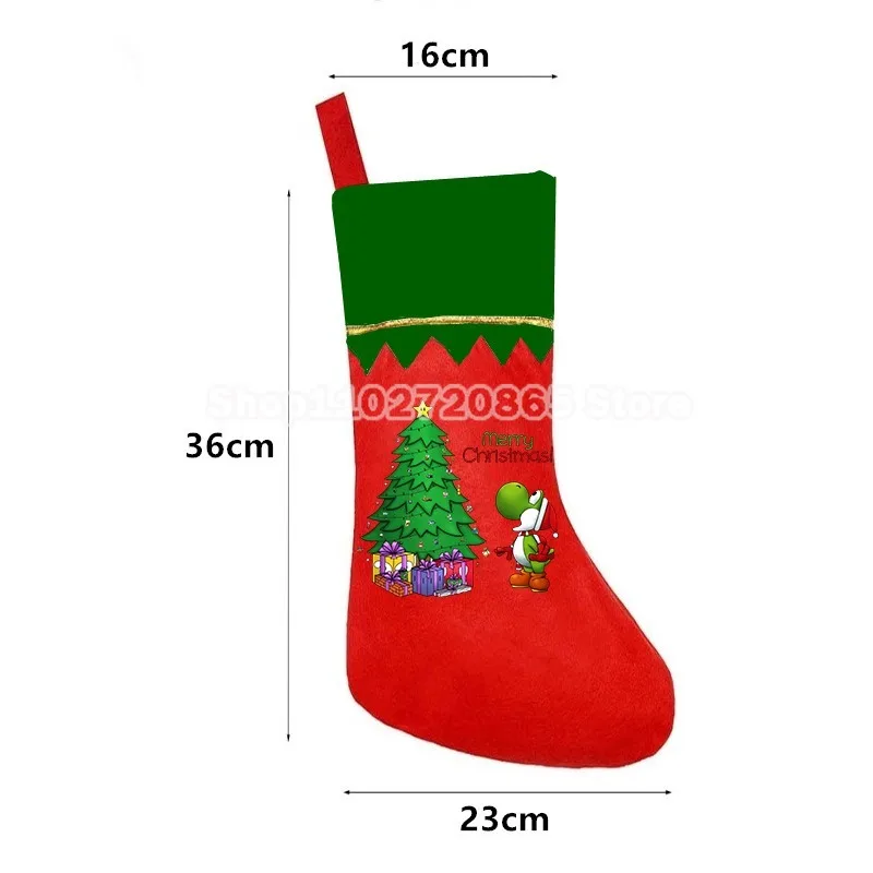 Calcetín de Navidad de Super Mario Bros, calcetines con figuras de juego de Anime de dibujos animados, bolsa de almacenamiento de monedas de caramelo para niños y niñas, decoraciones para el hogar, regalos para niños
