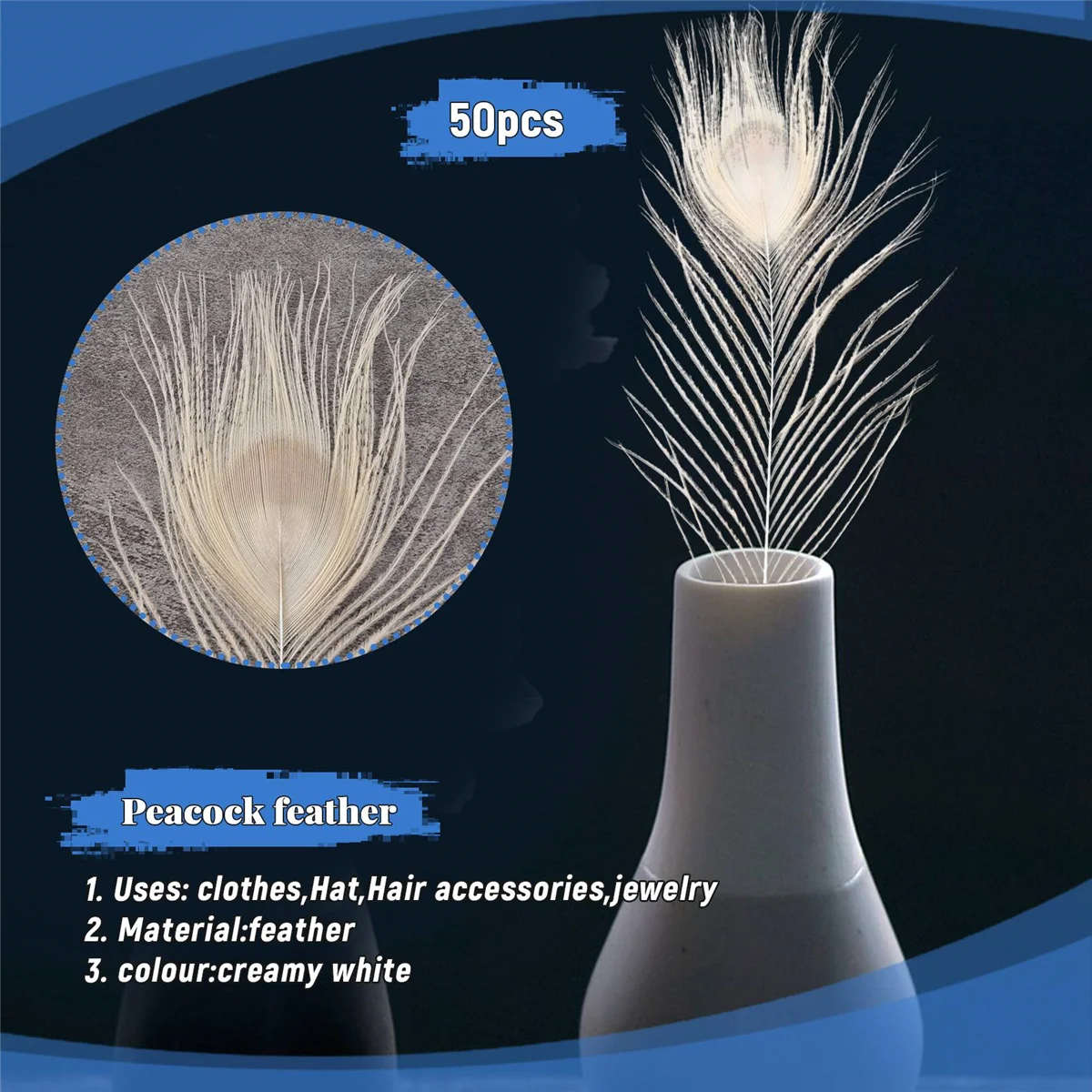 50 PCS/Natural White Feathers in the Eye, 10 to 12 Inches of the Wedding Decoration