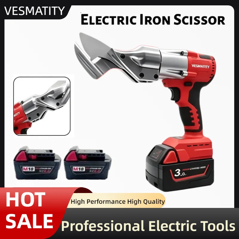 Electric Iron Scissor Cordless Metal Shear 400W Brushless Tin Snips 2 Variable Speed with LED Light Tool For Milwaukee Battery