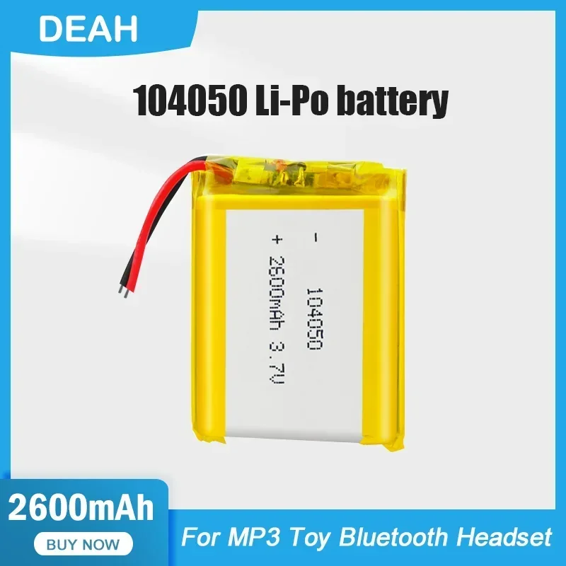 1-2PCS 104050 2600mAh 3.7V Rechargeable Lithium Polymer Battery For MP3 GPS Navigator Bluetooth Speaker Headset Power Bank