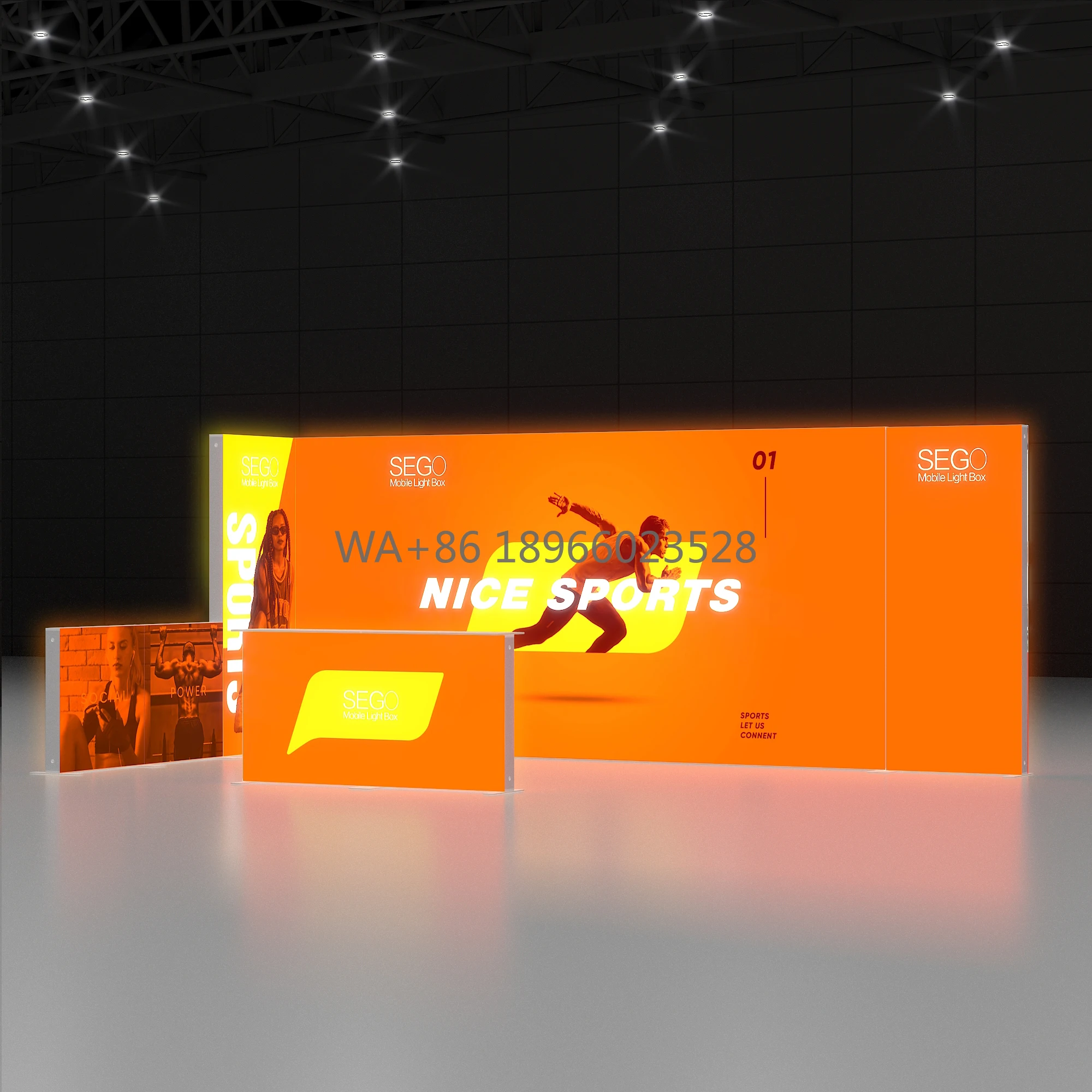 Boîte à lumière LED modulaire de conception moderne 10x20 pieds, stand d'affichage rétroéclairé professionnel 3x6m pour espaces intérieurs