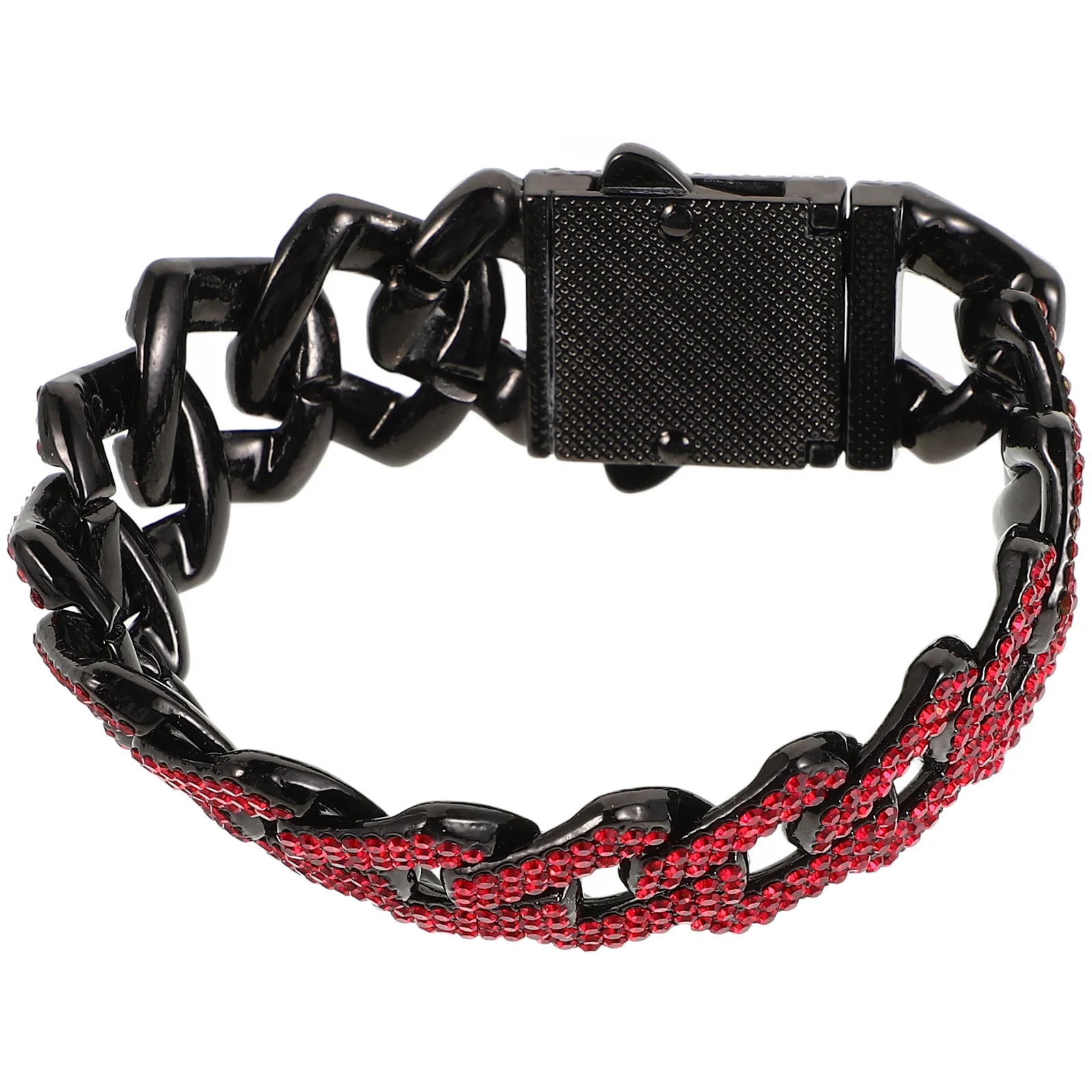 

20Mm Cuban Link Bracelet Rhinestone Men'S Fashion Jewelry Durable Alloy Chain For Daily Wear Hip Hop