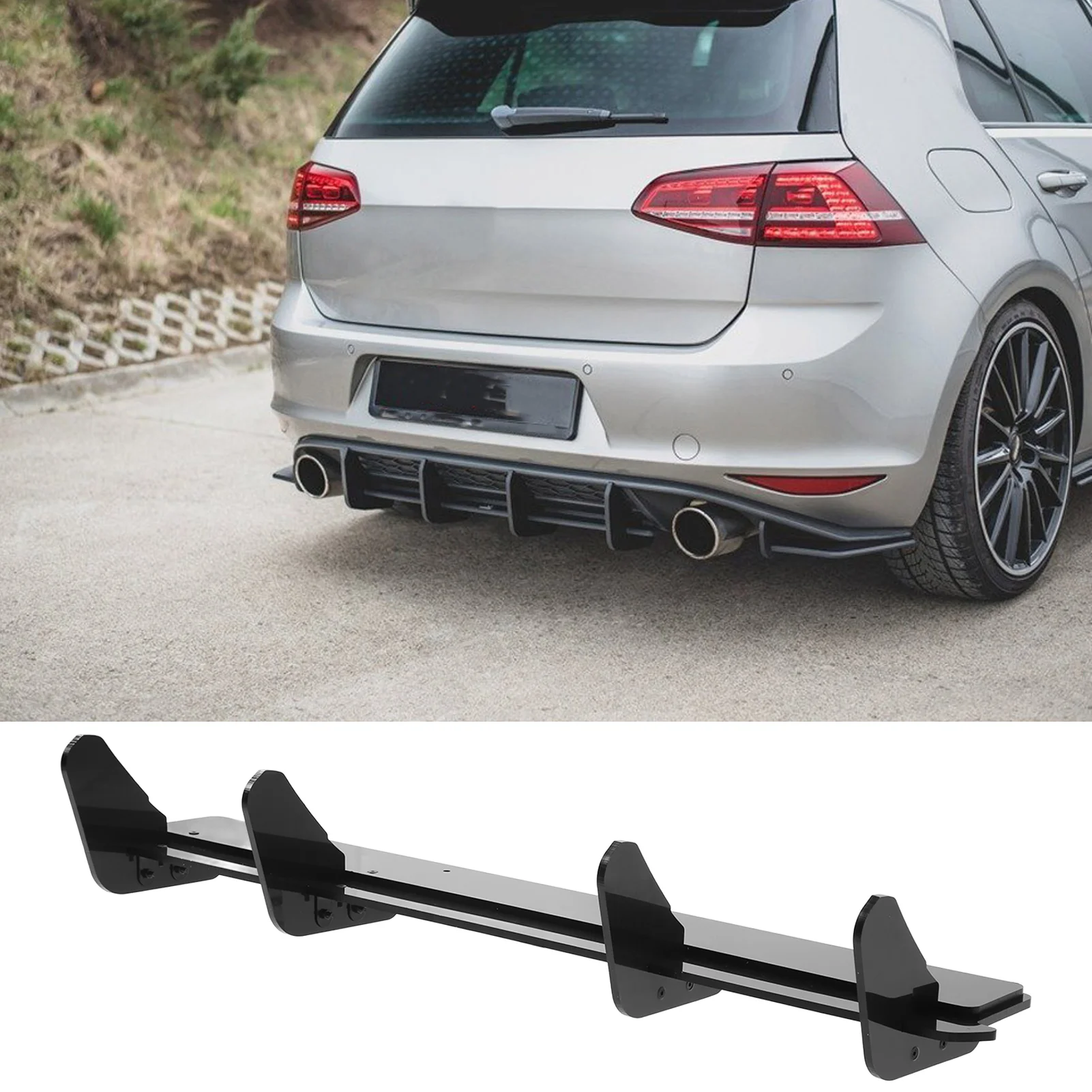 For Volkswagen Golf 7 MK7 GTI 2014-2017 Maxton Style V2 Rear Bumper Lip Diffuser Splitters Gloss Black Bodykit