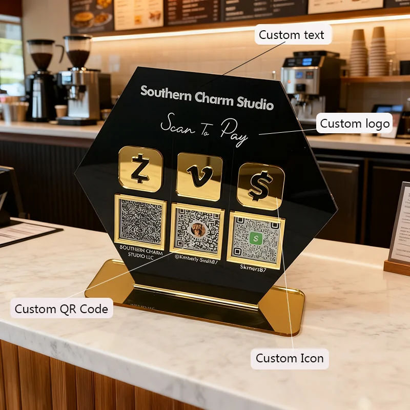 

Personalized Style QR Code Acrylic Plaque With Customizable Features Suitable For Payment Scan Sign Merchant Counters Business