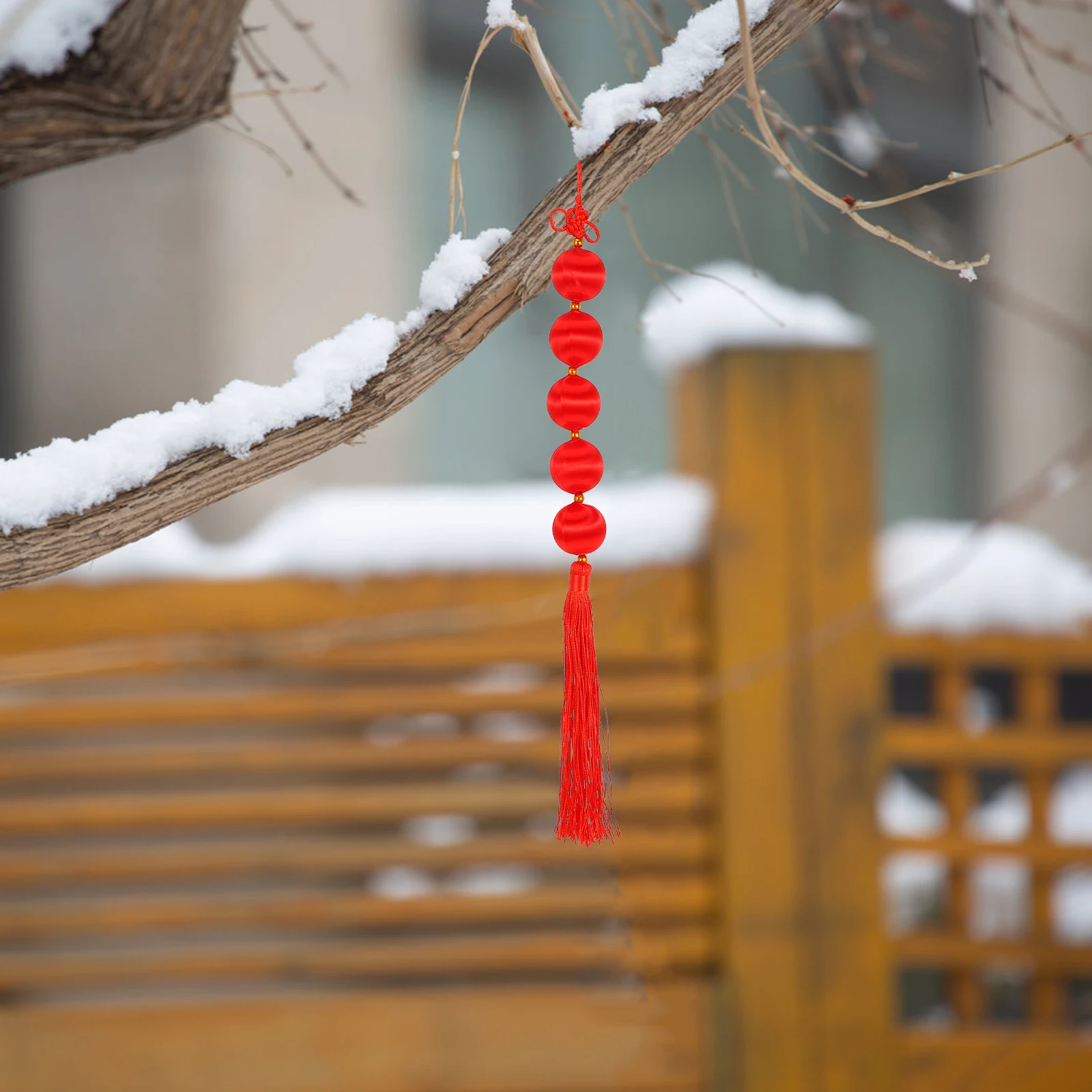

2 Pcs Little Mercerated Lantern Chinese Lanterns New Year Decorations Lucky Lunar Calendar China Red