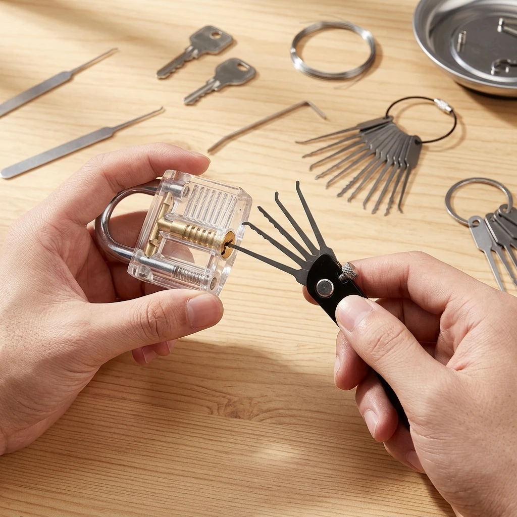 Portable Locksmith Lock Pick Set 21-in-1 Stainless Steel Mini Hooks Extractors Versatile Outdoor Lock Repair Accessory
