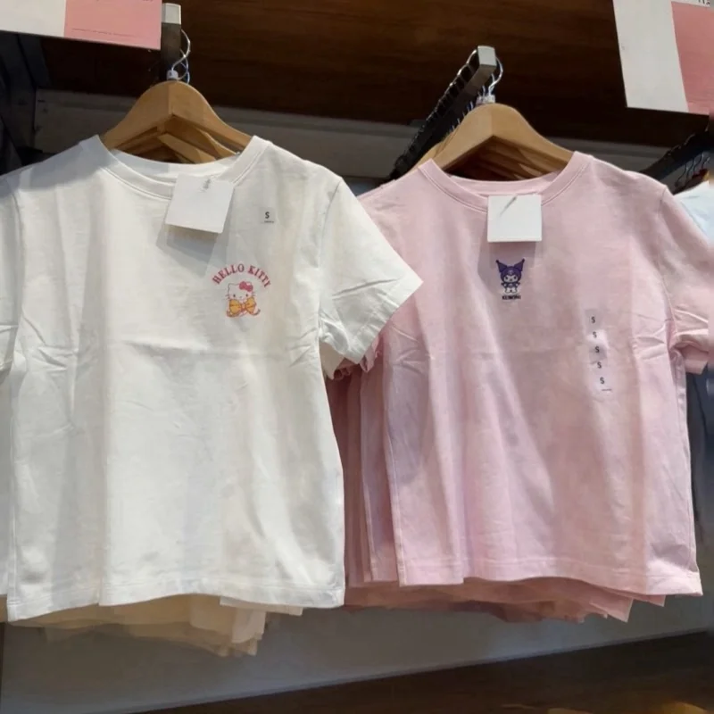 

Летняя повседневная свободная женская футболка с коротким рукавом и мультяшным принтом, из чистого хлопка, удобная, с круглым вырезом, для женщин