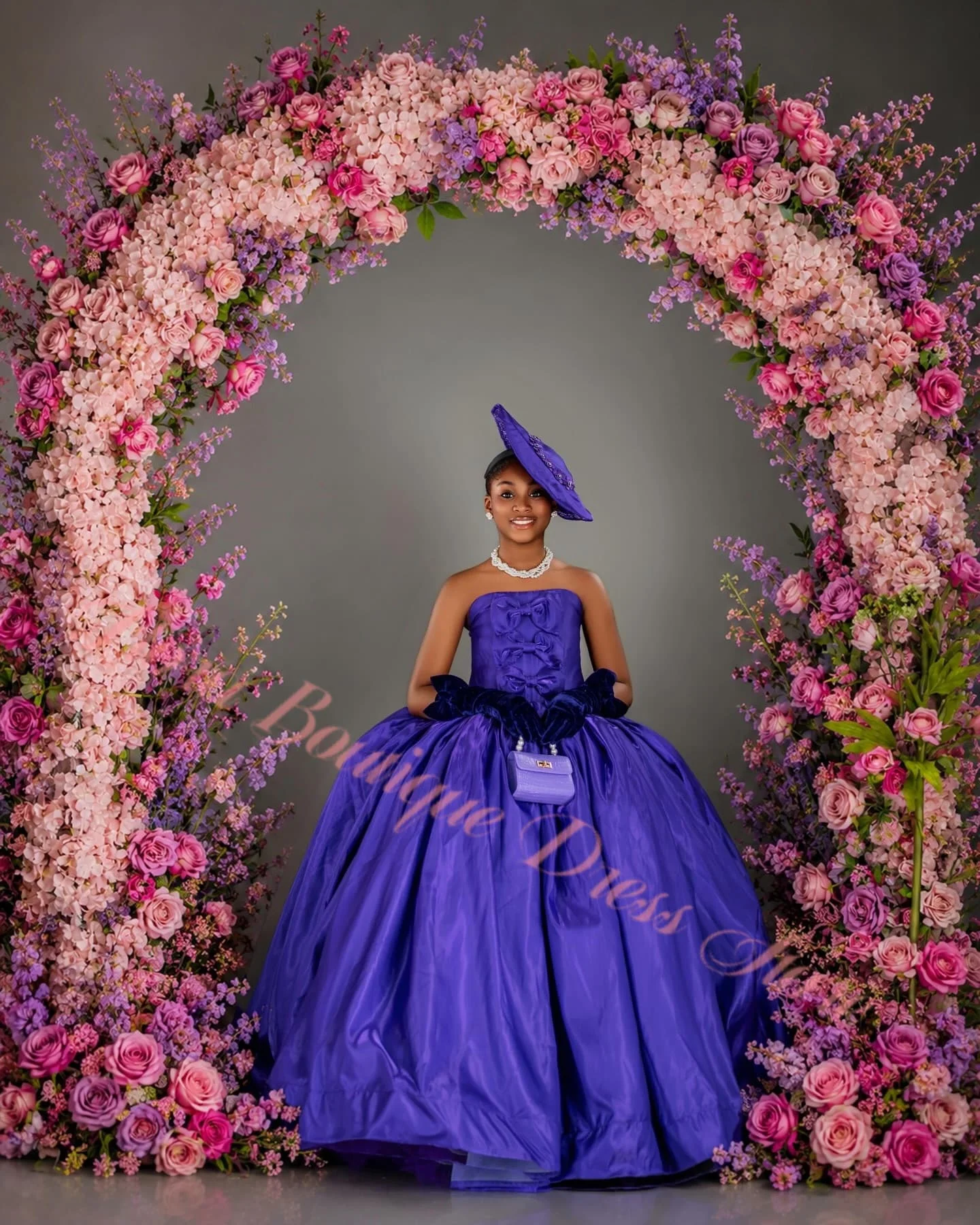 Satin Purple Ball Gown Tube Dress Bow Princess Dress Flower Girl Dresses for Birthday Party Dance Performances Photo Shoot