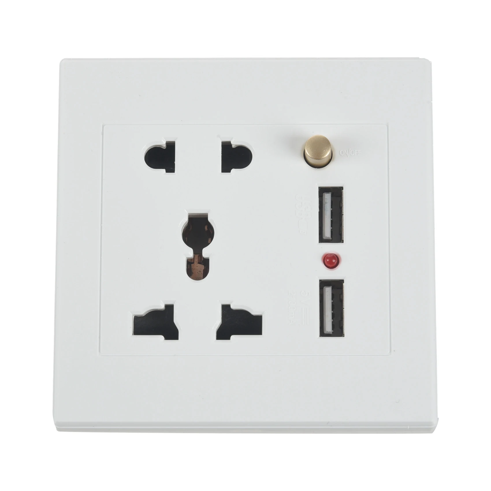 Adaptador de enchufe de cargador de pared USB Dual 2.1A, Panel de toma de corriente universal, interruptor wite