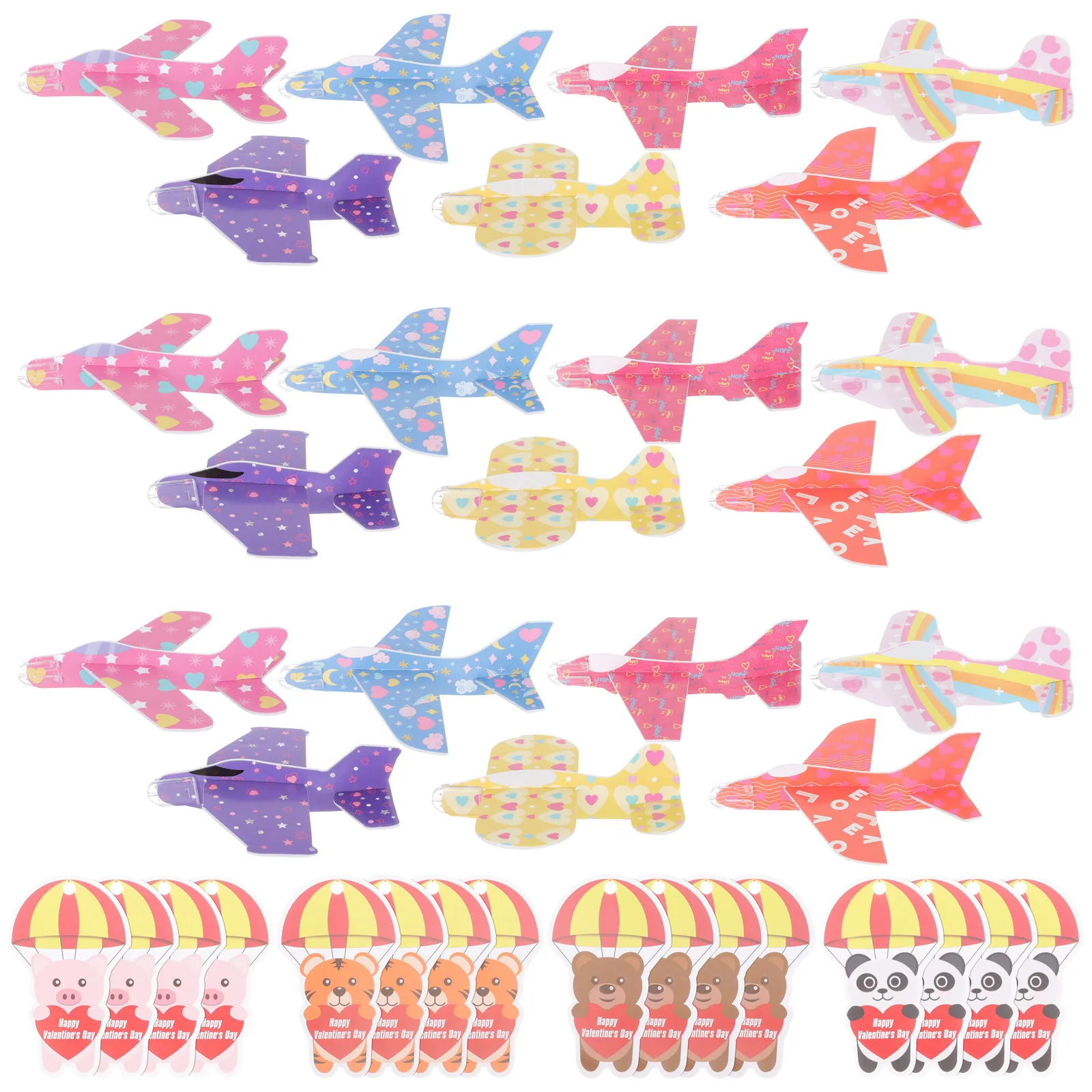 

1Set Valentine's Day Foams Airplanes DIY Assemble Light Safe Indoor Classroom Gift Exchange Greeting Cards Set