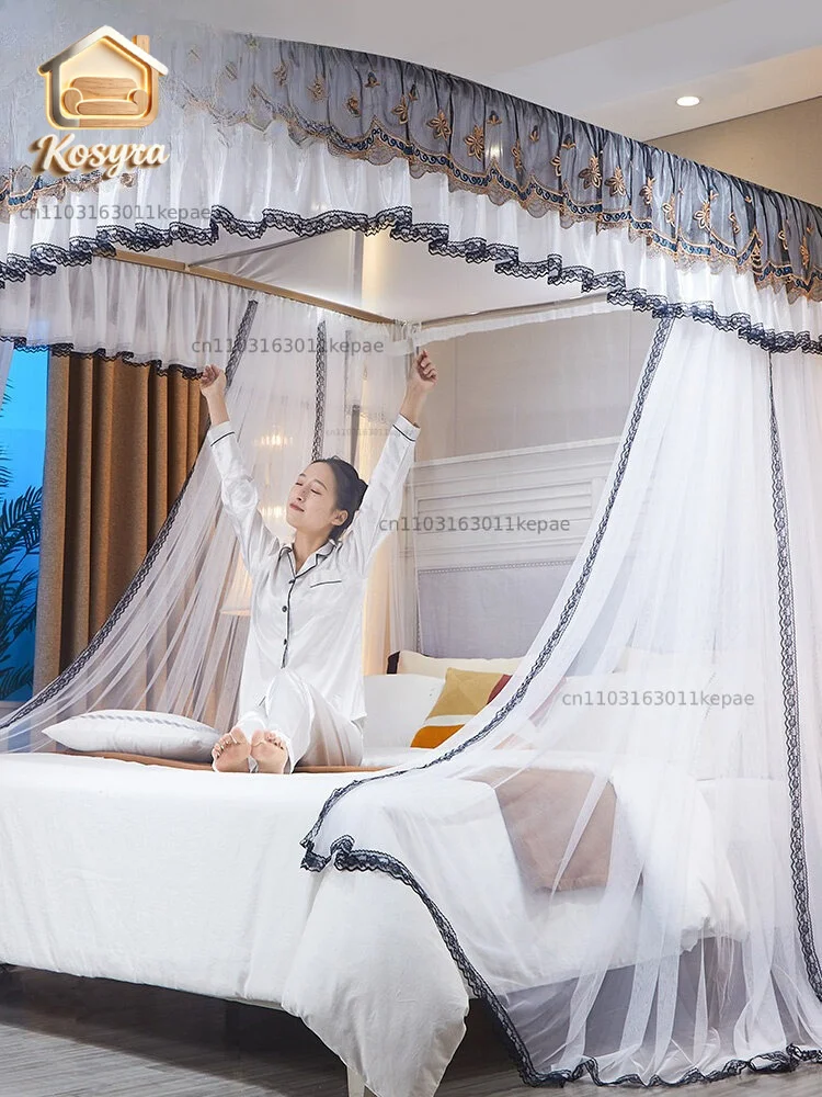 U-shaped Guide Rail Mosquito Net Household 2026 New Bedroom New Track Bracket Rod Bold Thickened Princess Windbed Mantle
