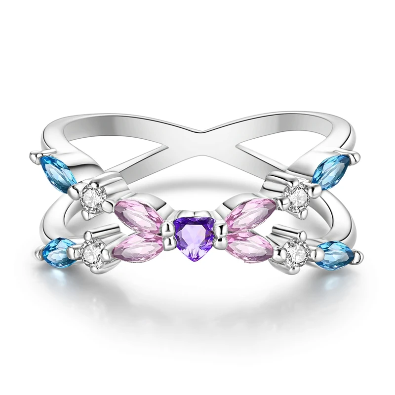 

Original 925 Sterling Silver Colorful Simple Ring For Women Girls Jewelry Birthday Anniversary Gifts