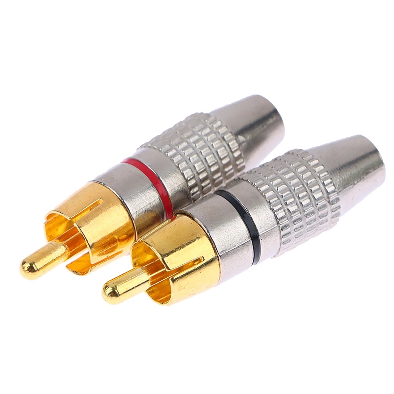 2Pcs RCA Male Connector Non Solder Plug Adapter For Audio Cable Plug Video CCTV Camera Solder-Free Adapter Cable Converter