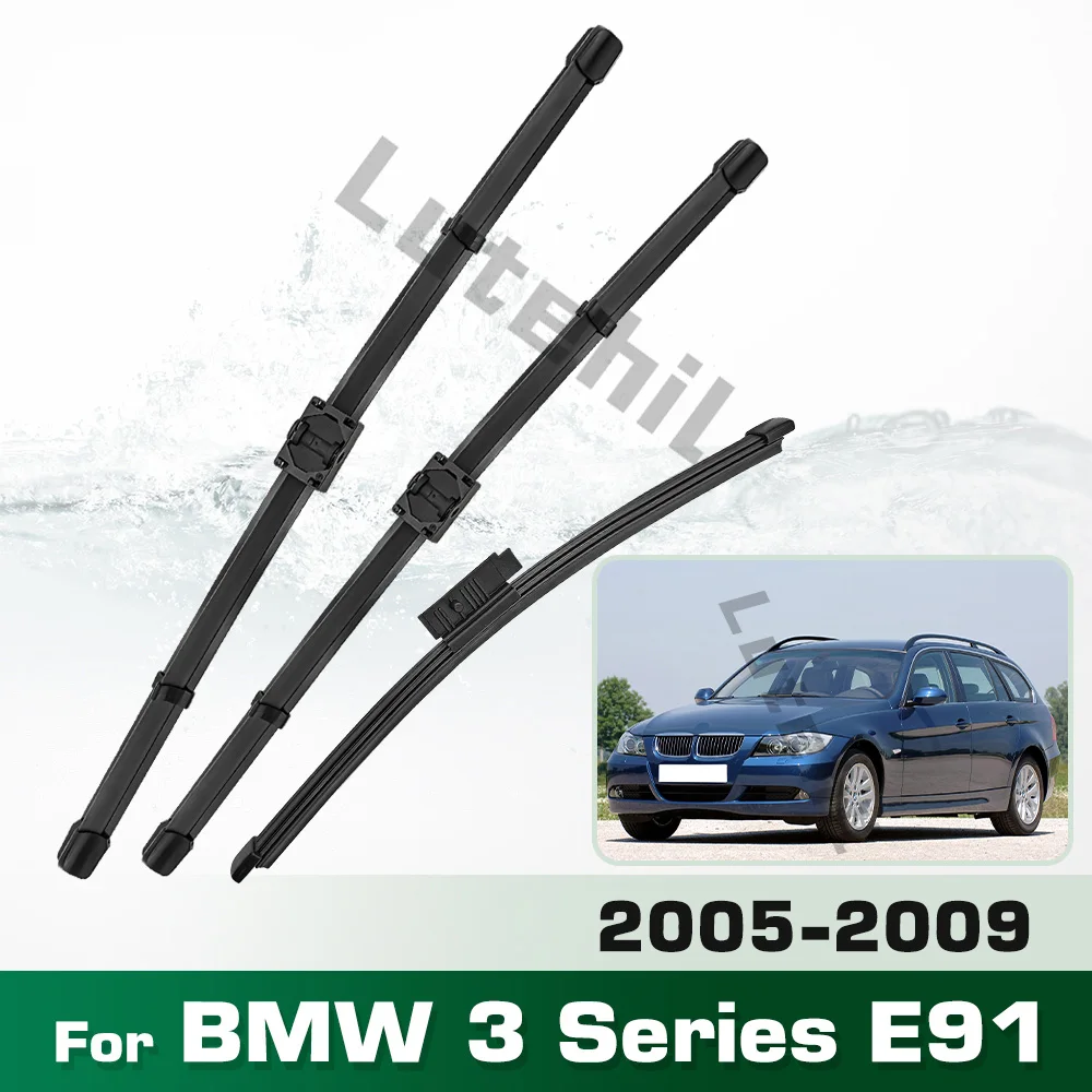 

For BMW 3 Series E91 2005 - 2009 wiper Front & Rear Wiper Blades Set Windshield Windscreen Window Brushes 24"19"14"