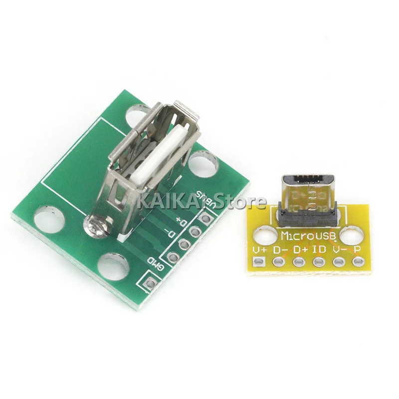 Vertical USB MiCroUSB Micro USB 2.0 Female Head A Connector 2.54mm PCB Converter Adapter Breakout Board 180 Degree Vertical