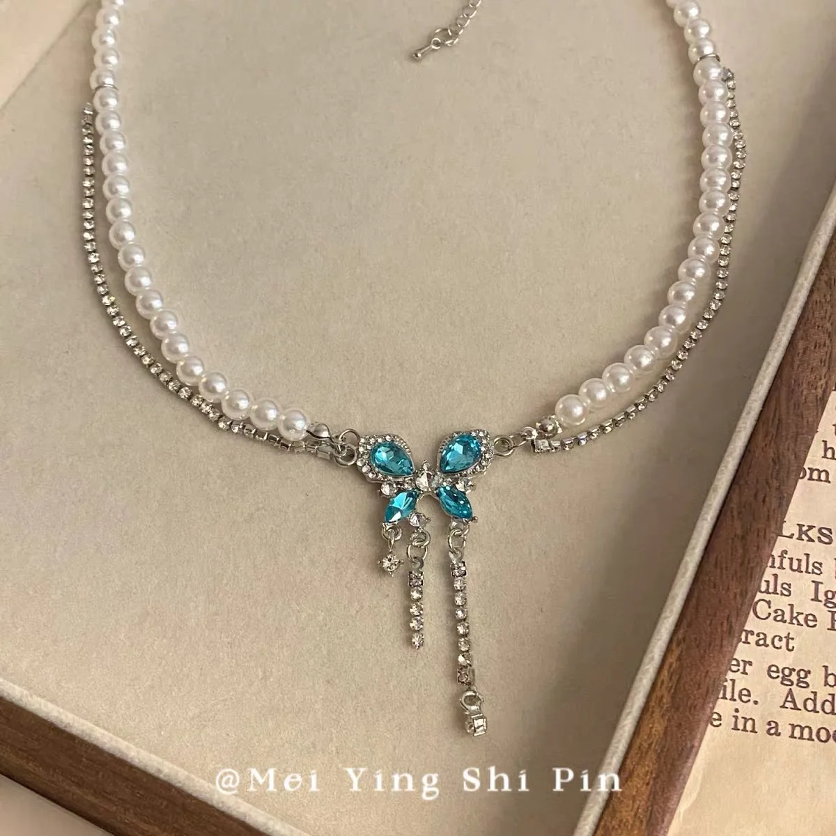 Dragonfly Aquamarine Pendant Necklace French Retro Fresh Unique Lightweight Silver Chain Versatile Daily Choker Jewelry Women