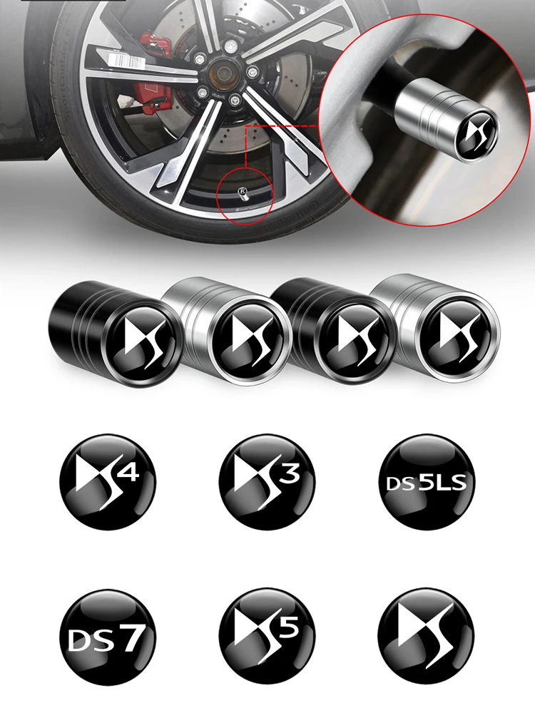 4pcs Metal Car Badges Wheel Tire Valve Caps Covers Auto Accessories FOR DS DS-5LS DS3 DS4 DS5 DS6 DS4S DS-3Cabrio DS7