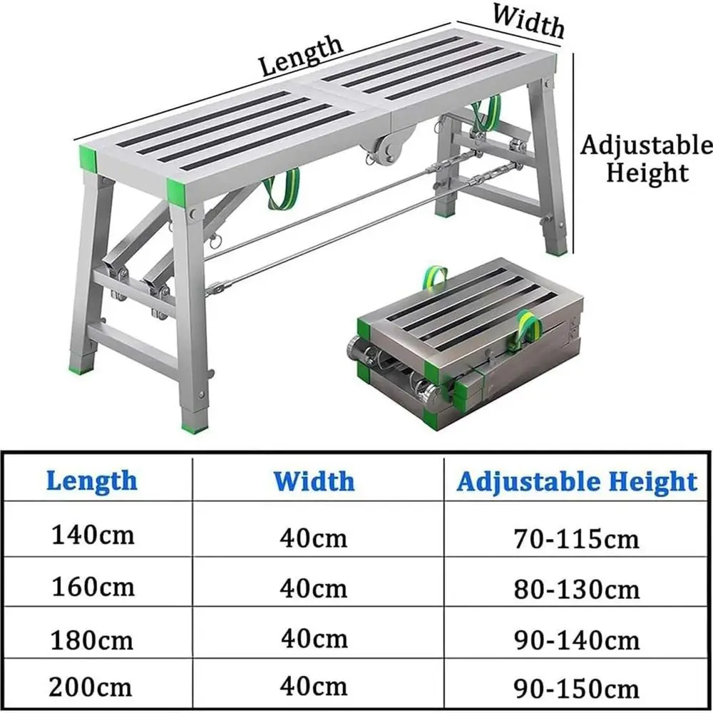 Olding Work Platform, Adjustable Work Platform, Olding Steel Ladder, Olding Steel Scaffolding Ladder, Maximum Load 800 Lbs