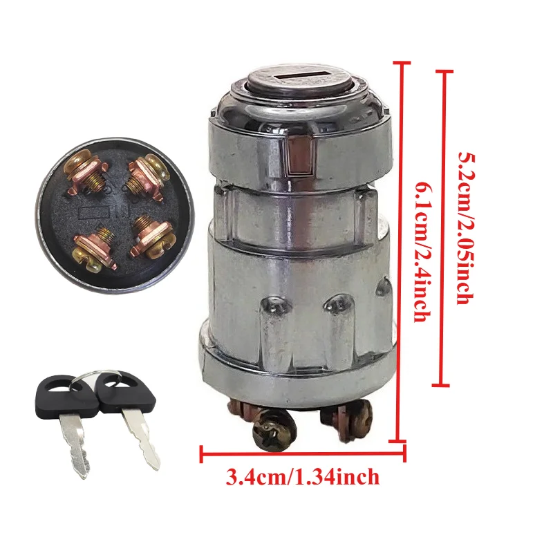 

Universal 12V 10A ON/OFF Key Lock Starter Switch 4 Position Ignition for Most 150 200 250-500 Vehicles Motorcycle Tractor AVT