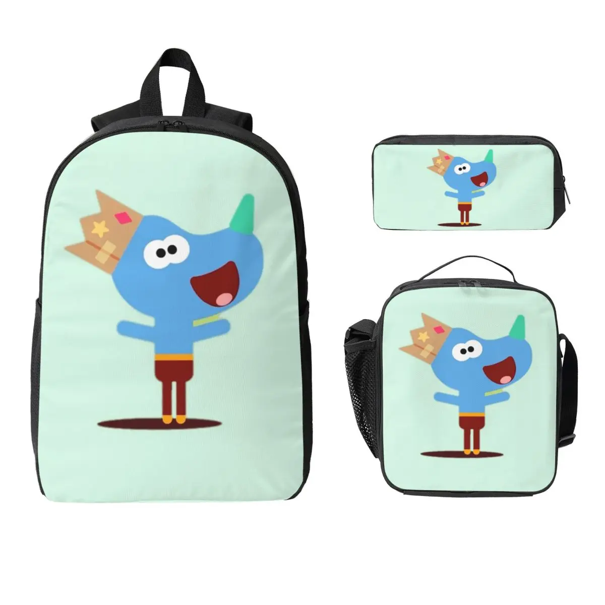

3Pcs Duggees Cartoon Backpack Set for Girls Boys Pencil Boxes Bookbag Sets with Lunch Box For Primary School Students Daypack