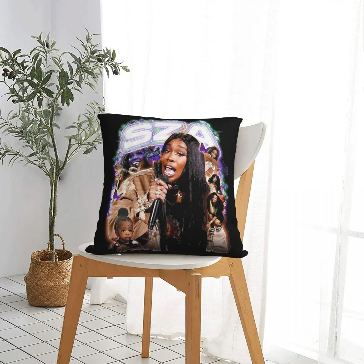 SZA Hip Hop Music Vintage Rapper Harajuku Square Pillow Case Cushions for Sofa SZA Vintage Cushion Covers