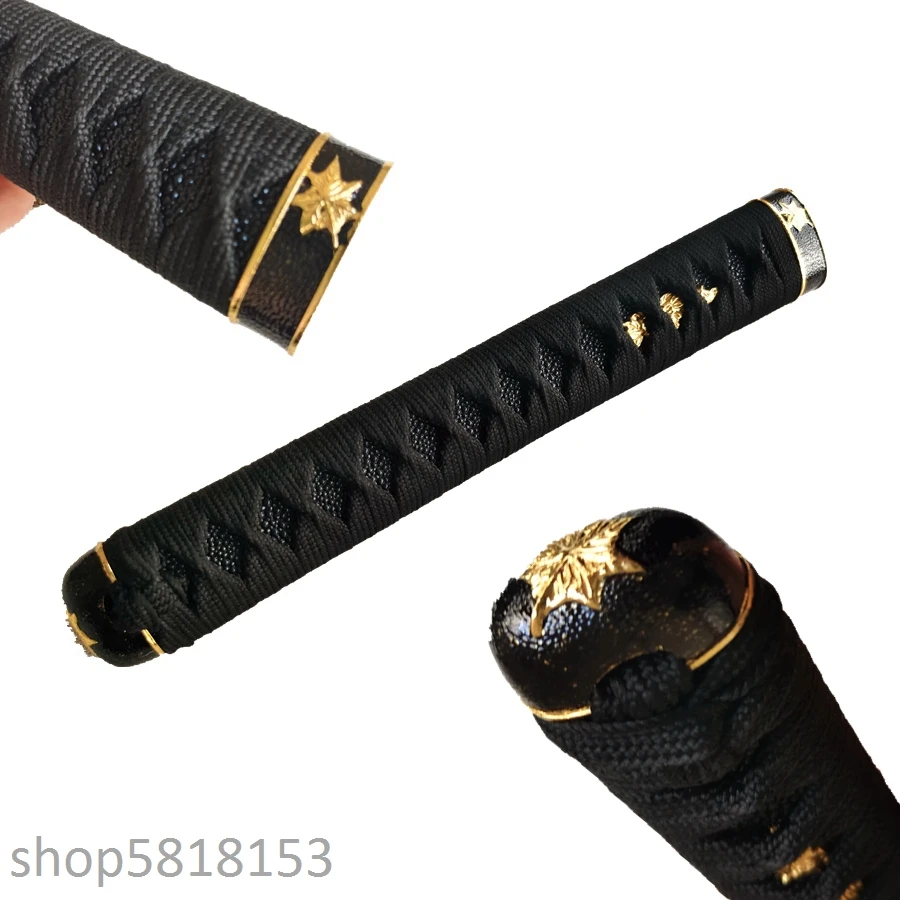 26cm alloy Two-colored leaves fuchi handle black sago For Japanese katana sword