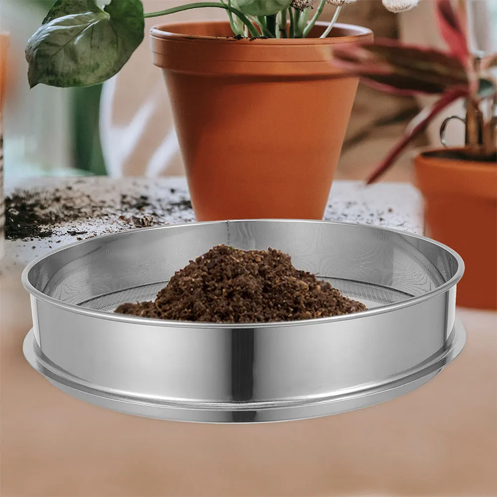 

Stainless Steel Soil Sifter Round Mesh Sieve For Garden Sand Compost Particle Separation Metal Sifting Tool Outdoor