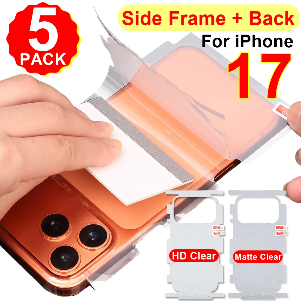 For iPhone 17 Pro Max/17Pro/17Air17PM HD Side Frame & Back Full Coverage Protective Film For iPhone17 Border Soft Hydrogel Film