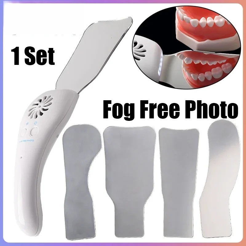 LED Dental Anti-fog Mouth Mirror Fogless Oral Reflector Mirror for Intraoral Observation Shooting