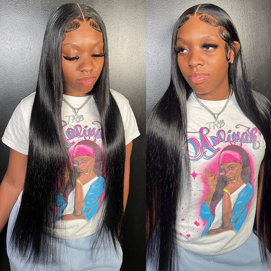 Peruka z ludzkich włosów, idealnie proste, typu bone straight, peruka typu lace frontal 13x6 HD, peruki z prostych włosów o długości 30-40 cali dla kobiet, peruka typu lace frontal 13x4 z przezroczystą koronką.