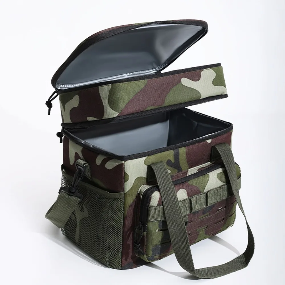 Camouflage Oxford Picnic Cooler Bag, Waterproof Insulated Lunch Tote, Large Capacity