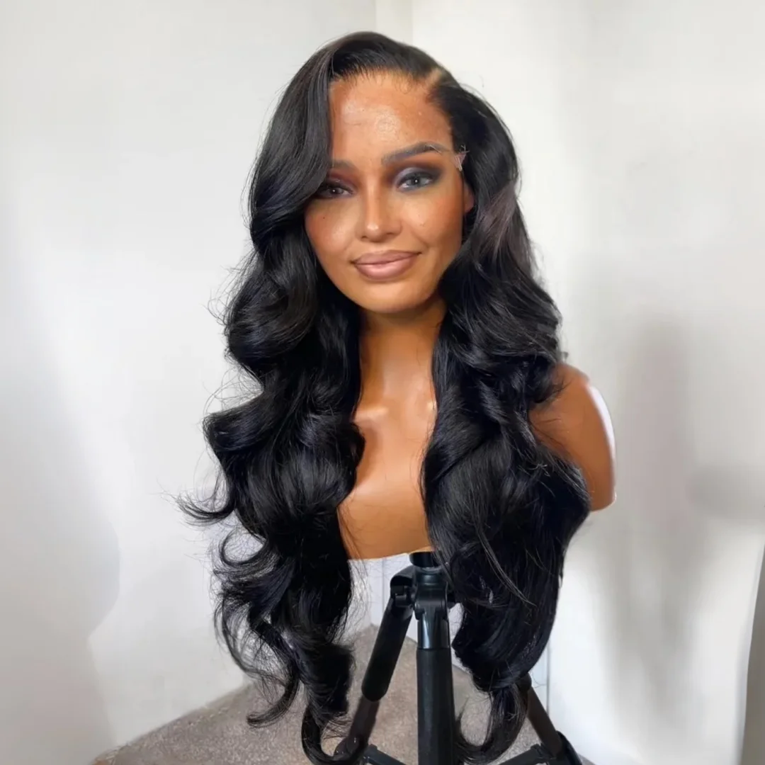 

Черная париковая основа 5x5 из шелка без клея, с эффектом «волна», из еврейских человеческих волос, с HD-кружевом, европейские волосы, с baby hair, предварительно выщипанная