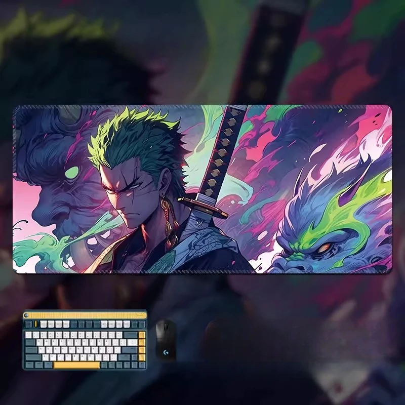 Anime E-sports Game Keyboard Pad High Definition Print ONE PIECE Leather Mouse Pad Boys Oversized Roronoa Zoro Desktop Mouse Pad