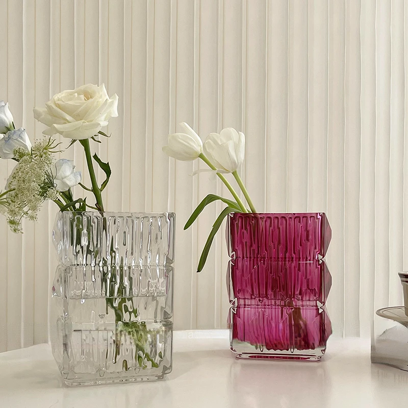 Crystal vase, glass, transparent decoration, living room, flower arrangement, water culture